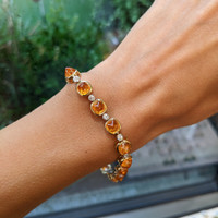 27.82 Ct.Tw.Total Carat Weight Orange Spessartite Garnet and Natural Diamond Tennis/Line Bracelet, 18K White & Yellow Life Style
