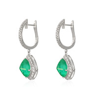 4.97&nbsp;Ct.Tw.Total Carat Weight Emerald and Natural Diamond Drops Earrings, 18K White Gold Image