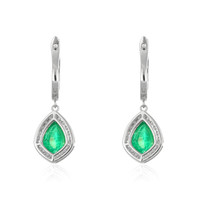 4.97&nbsp;Ct.Tw.Total Carat Weight Emerald and Natural Diamond Drops Earrings, 18K White Gold Image