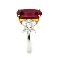 10.46 Ct. Ruby and Natural Diamond Accent Stones Ring, 18K White & Yellow Image