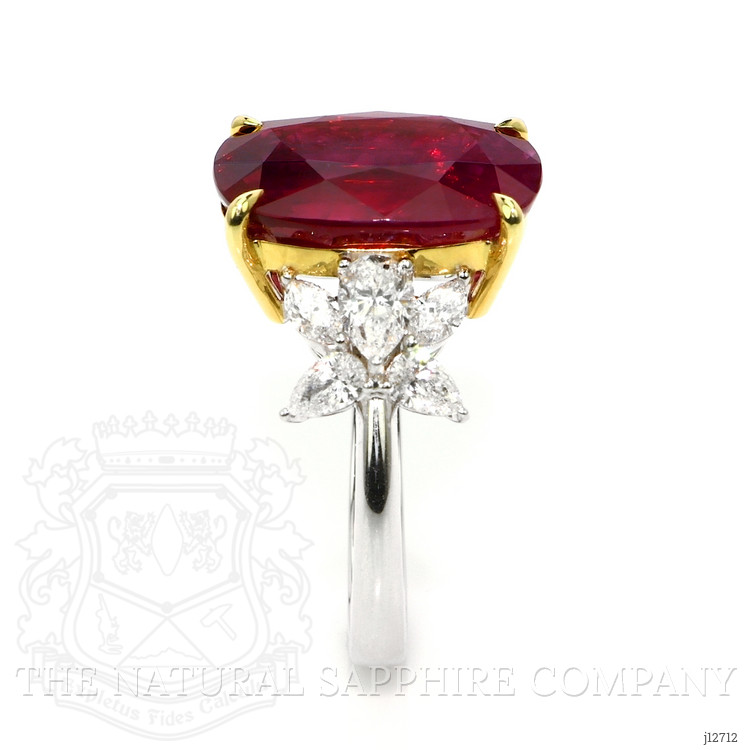 10.46 Ct. Ruby and Natural Diamond Accent Stones Ring, 18K White & Yellow