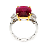 10.46 Ct. Ruby and Natural Diamond Accent Stones Ring, 18K White & Yellow Image