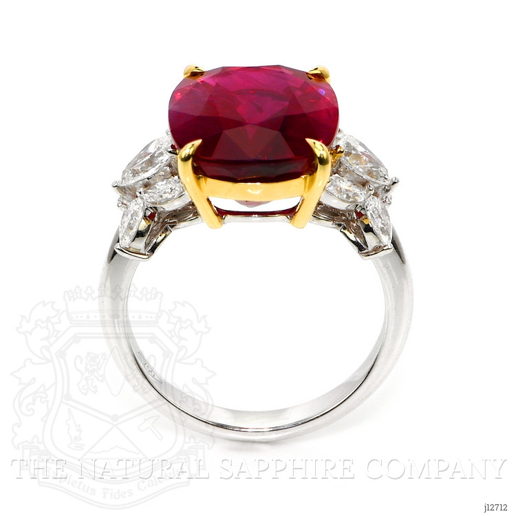 10.46 Ct. Ruby and Natural Diamond Accent Stones Ring, 18K White & Yellow