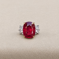 10.46 Ct. Ruby and Natural Diamond Accent Stones Ring, 18K White & Yellow Life Style