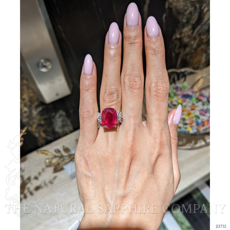 10.46 Ct. Ruby and Natural Diamond Accent Stones Ring, 18K White & Yellow