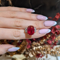 10.46 Ct. Ruby and Natural Diamond Accent Stones Ring, 18K White & Yellow Life Style