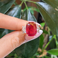 10.46 Ct. Ruby and Natural Diamond Accent Stones Ring, 18K White & Yellow Life Style