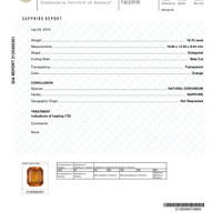 18.70 Ct. Orange Sapphire and Natural Diamond Three Stone Ring, 18K White Gold Scan Report