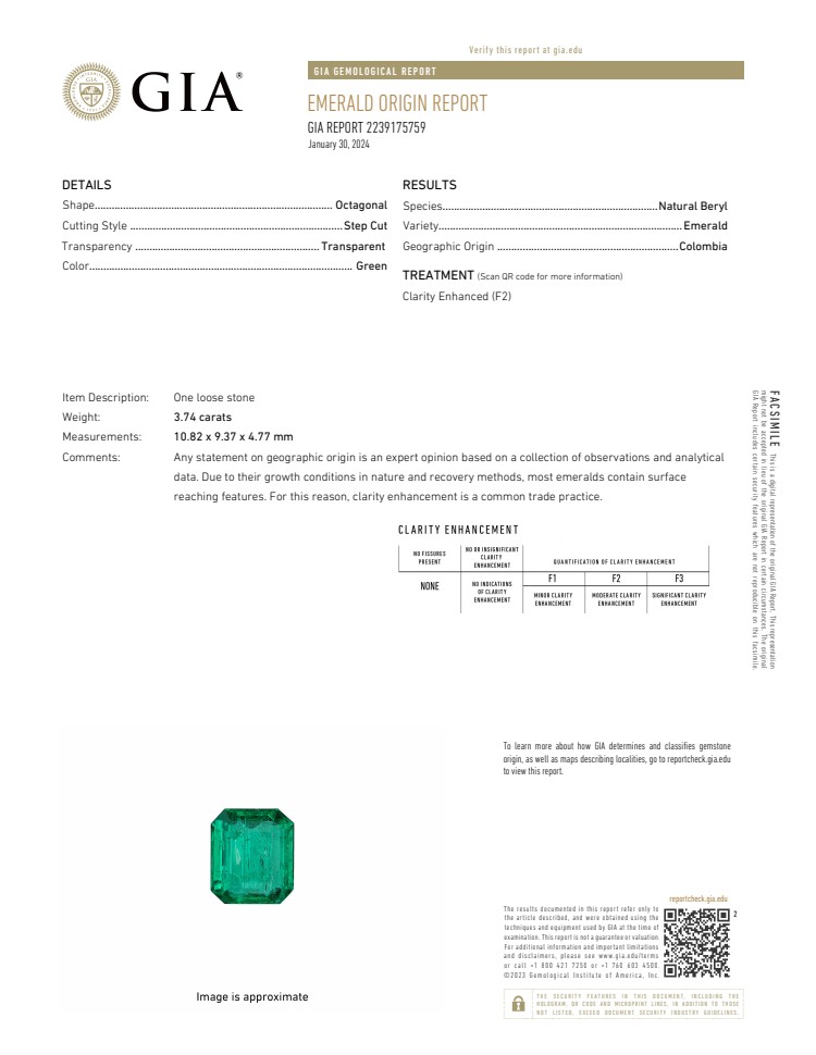 3.74 Ct. Emerald and Natural Diamond Pave Ring, Platinum 950