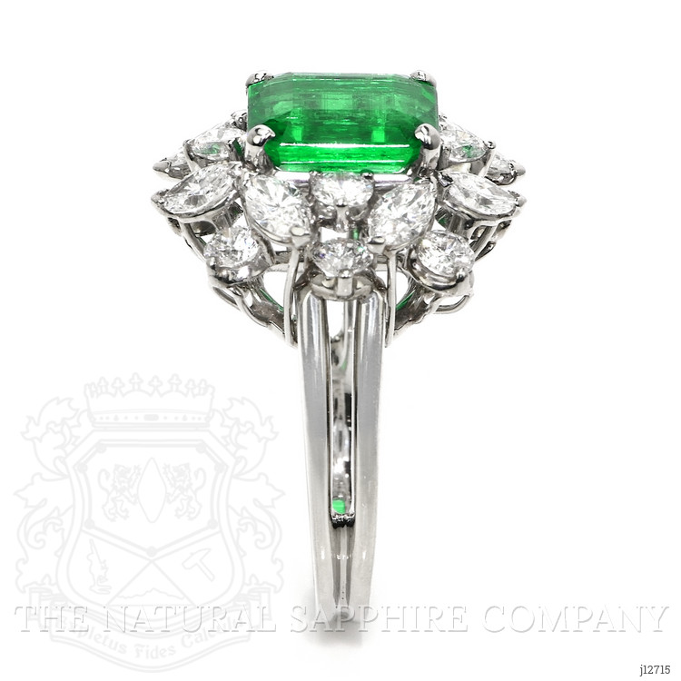 3.74 Ct. Emerald and Natural Diamond Pave Ring, Platinum 950