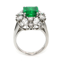 3.74 Ct. Emerald and Natural Diamond Pave Ring, Platinum 950 Image