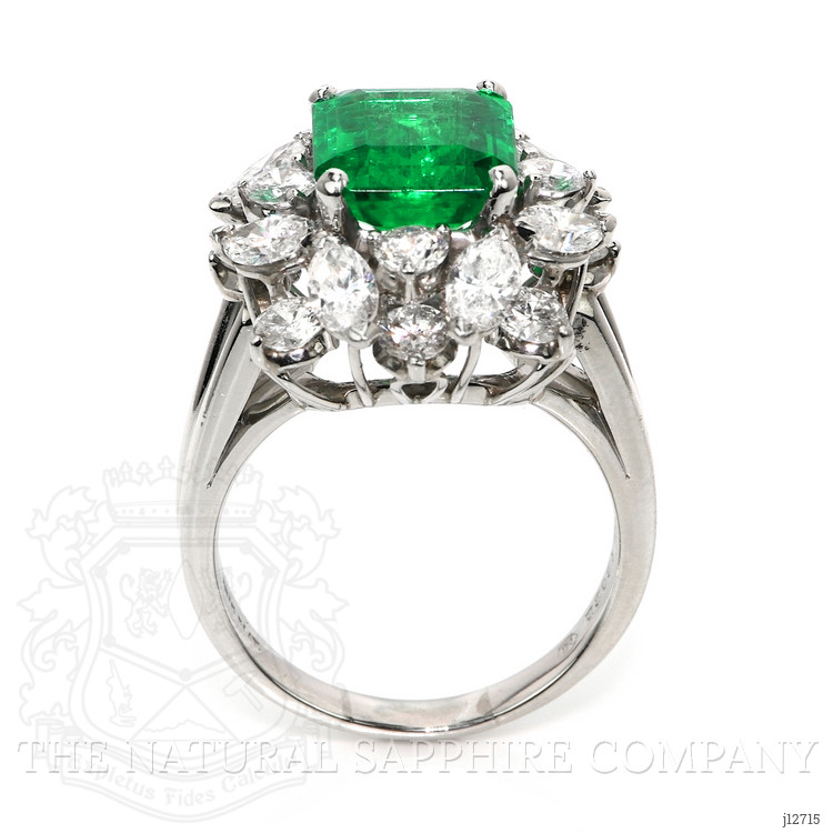 3.74 Ct. Emerald and Natural Diamond Pave Ring, Platinum 950