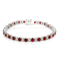 6.46 Ct.Tw.Total Carat Weight Ruby and Natural Diamond Tennis/Line Bracelet, Platinum 600 Video