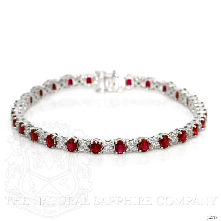 6.46 Ct.Tw. Ruby and Natural Diamond Tennis/Line Bracelet, Platinum 600