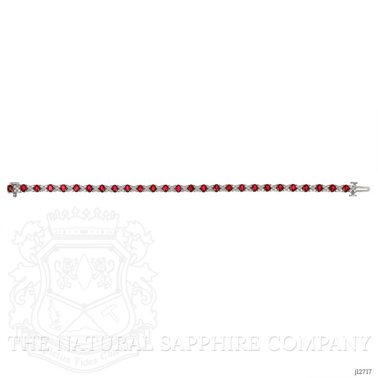 6.46 Ct.Tw. Ruby and Natural Diamond Tennis/Line Bracelet, Platinum 600