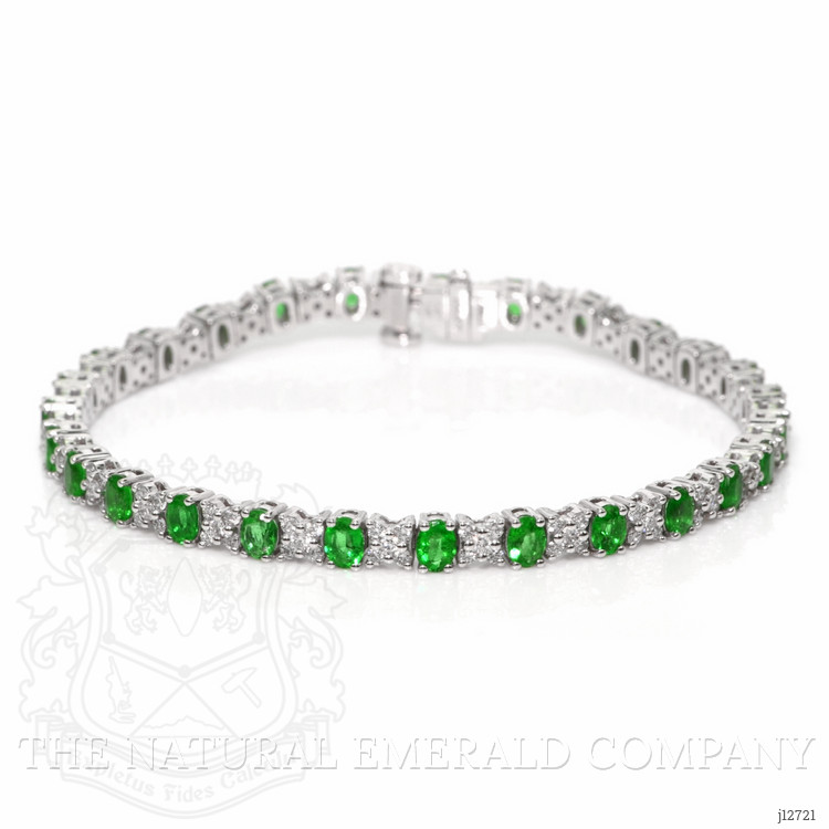 4.00 Ct.Tw. Emerald and Natural Diamond Tennis/Line Bracelet, Platinum 600