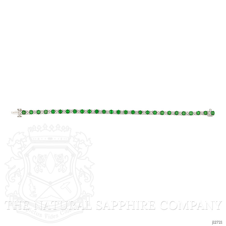 4.00 Ct.Tw. Emerald and Natural Diamond Tennis/Line Bracelet, Platinum 600