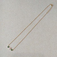 0.26 Ct. Emerald and Natural Diamond Bead Necklace, 14K Yellow Gold Image