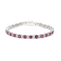 5.60&nbsp;Ct.Tw.Total Carat Weight Pink Sapphire and Natural Diamond Tennis/Line Bracelet, Platinum 600 Video