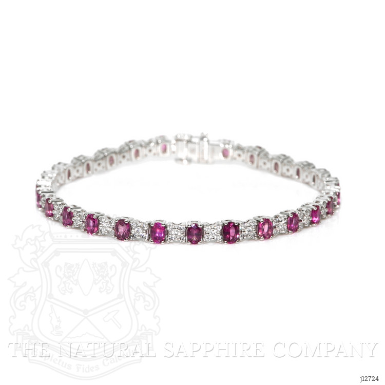 5.60 Ct.Tw. Pink Sapphire and Natural Diamond Tennis/Line Bracelet, Platinum 600