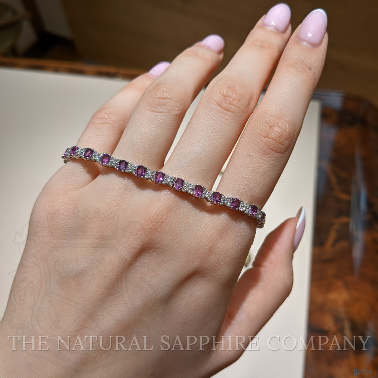 5.60 Ct.Tw. Pink Sapphire and Natural Diamond Tennis/Line Bracelet, Platinum 600