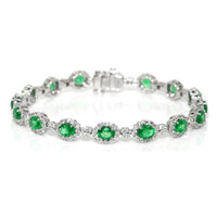 5.08&nbsp;Ct.Tw.Total Carat Weight Emerald and Natural Diamond Tennis/Line Bracelet, Platinum 600 Video