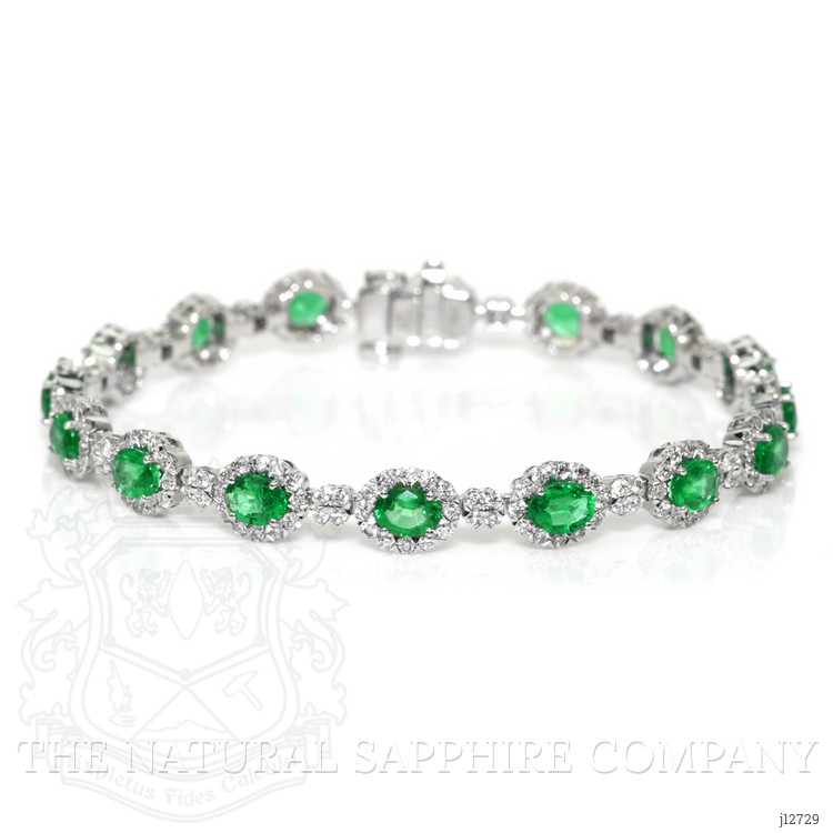 5.08 Ct.Tw. Emerald and Natural Diamond Tennis/Line Bracelet, Platinum 600