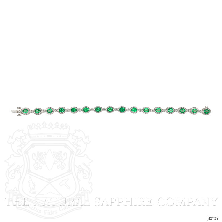 5.08 Ct.Tw. Emerald and Natural Diamond Tennis/Line Bracelet, Platinum 600