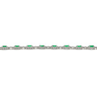 5.08 Ct.Tw.Total Carat Weight Emerald and Natural Diamond Tennis/Line Bracelet, Platinum 600 Image