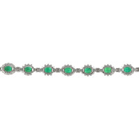 5.08&nbsp;Ct.Tw.Total Carat Weight Emerald and Natural Diamond Tennis/Line Bracelet, Platinum 600 Image