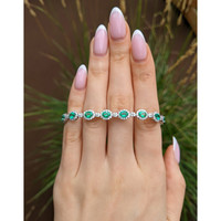 5.08 Ct.Tw.Total Carat Weight Emerald and Natural Diamond Tennis/Line Bracelet, Platinum 600 Life Style