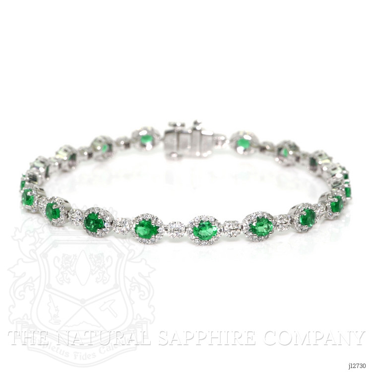 3.11 Ct.Tw. Emerald and Natural Diamond Tennis/Line Bracelet, Platinum 600