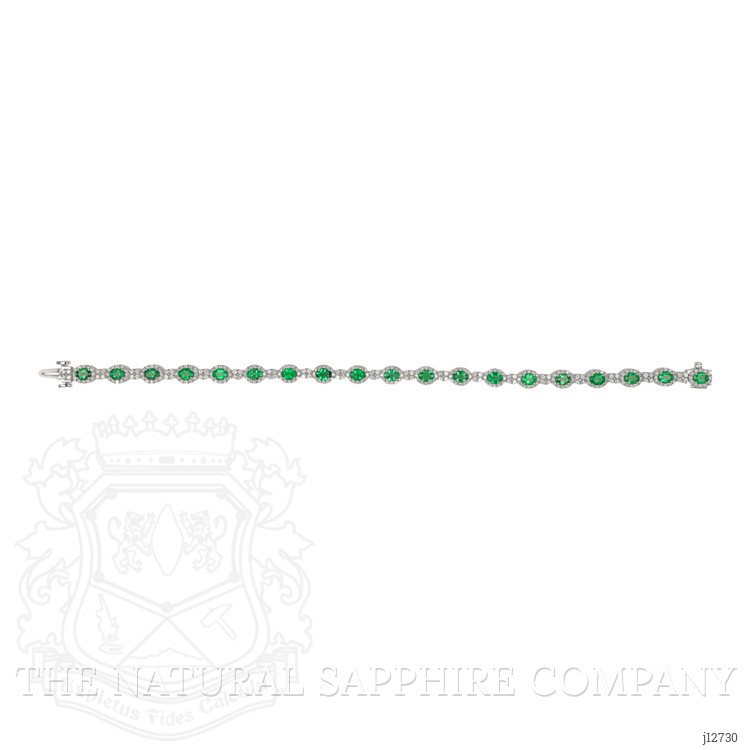 3.11 Ct.Tw. Emerald and Natural Diamond Tennis/Line Bracelet, Platinum 600