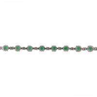 3.11&nbsp;Ct.Tw.Total Carat Weight Emerald and Natural Diamond Tennis/Line Bracelet, Platinum 600 Image