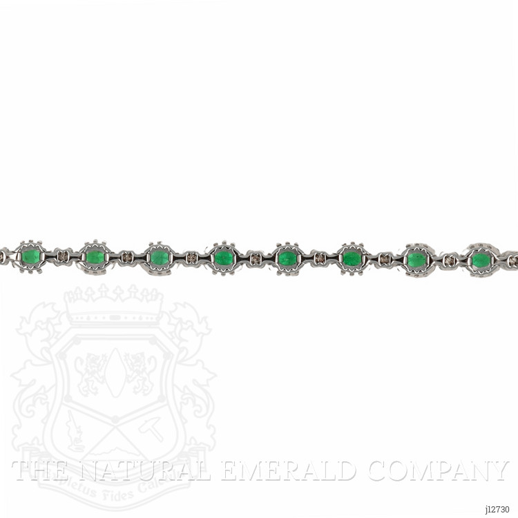3.11 Ct.Tw. Emerald and Natural Diamond Tennis/Line Bracelet, Platinum 600