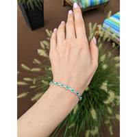 3.11 Ct.Tw.Total Carat Weight Emerald and Natural Diamond Tennis/Line Bracelet, Platinum 600 Life Style