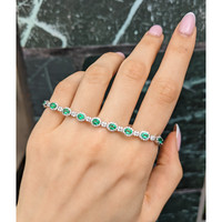 3.11&nbsp;Ct.Tw.Total Carat Weight Emerald and Natural Diamond Tennis/Line Bracelet, Platinum 600 Life Style