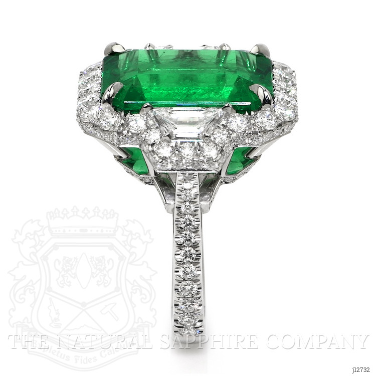 10.95 Ct. Emerald and Natural Diamond Pave Ring, Platinum 950