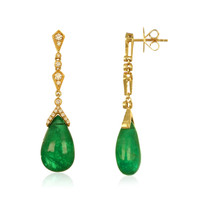 18.72&nbsp;Ct.Tw.Total Carat Weight Emerald and Natural Diamond Pave Earrings, 18K Yellow Gold Image