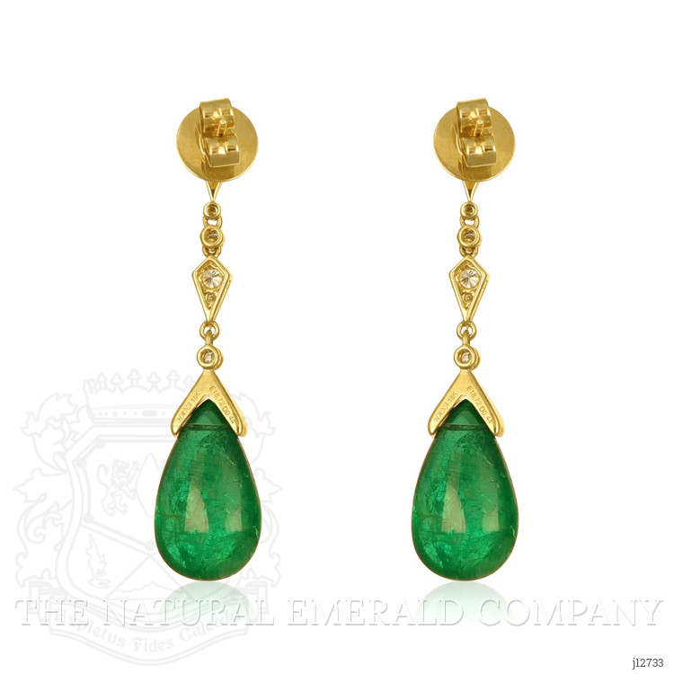 18.72 Ct.Tw. Emerald and Natural Diamond Pave Earrings, 18K Yellow Gold