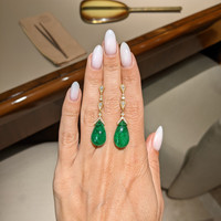18.72&nbsp;Ct.Tw.Total Carat Weight Emerald and Natural Diamond Pave Earrings, 18K Yellow Gold Life Style