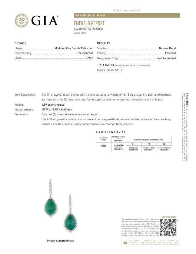 16.15 Ct.Tw. Emerald and Natural Diamond Pave Earrings, 18K White Gold