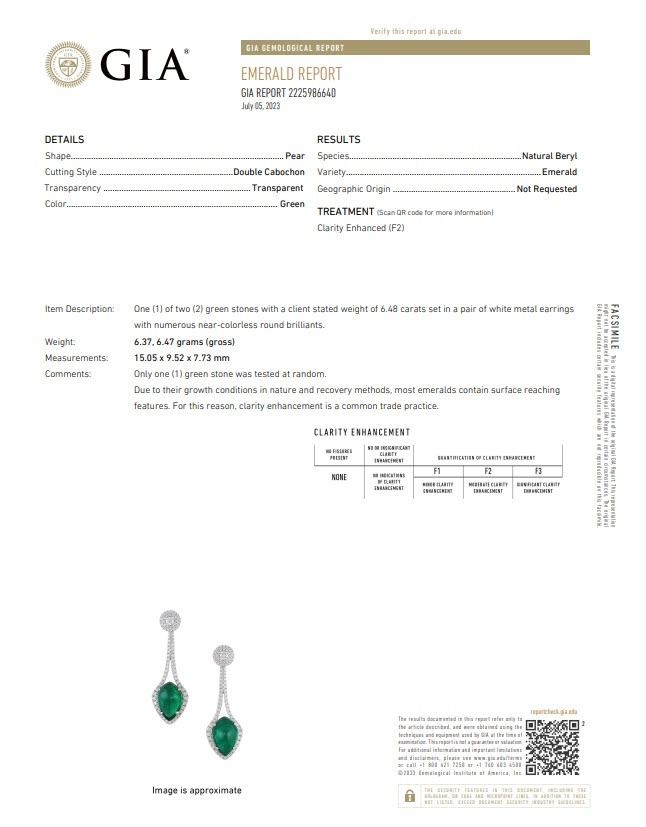 12.96 Ct.Tw. Emerald and Natural Diamond Studs Earrings, 18K White Gold