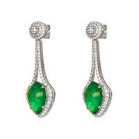 12.96 Ct.Tw.Total Carat Weight Emerald and Natural Diamond Studs Earrings, 18K White Gold Image