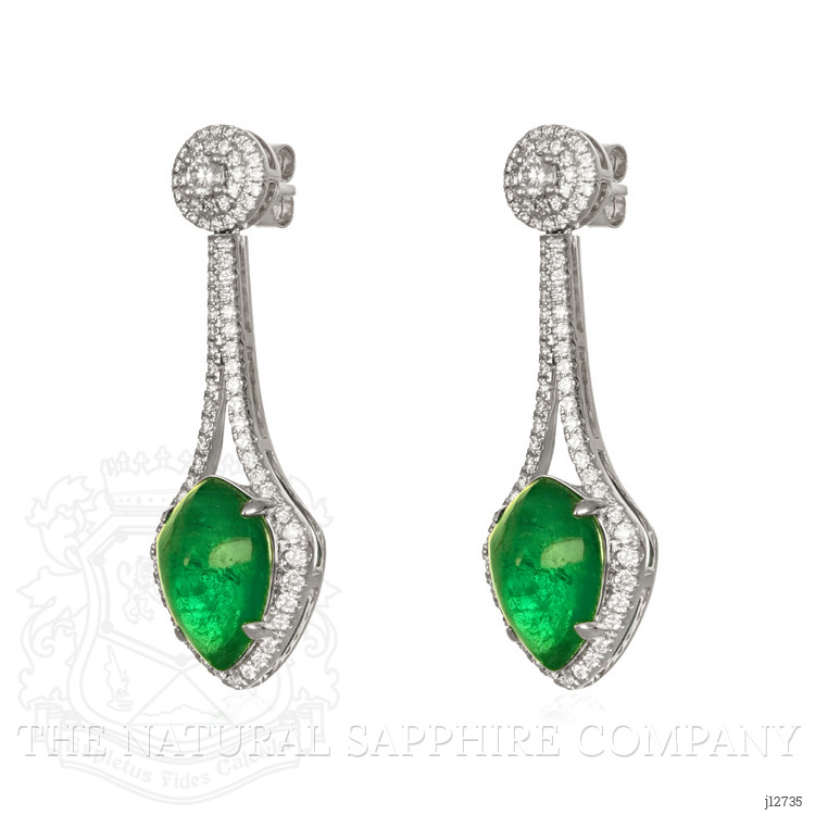 12.96 Ct.Tw. Emerald and Natural Diamond Studs Earrings, 18K White Gold
