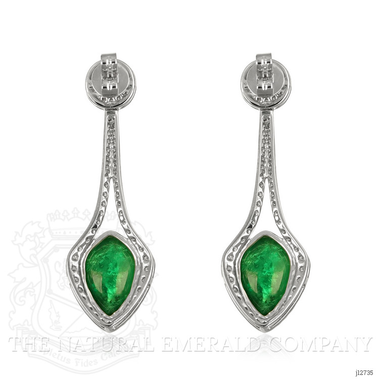 12.96 Ct.Tw. Emerald and Natural Diamond Studs Earrings, 18K White Gold