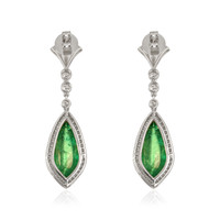 15.46&nbsp;Ct.Tw.Total Carat Weight Emerald and Natural Diamond Studs Earrings, 18K White & Yellow Image