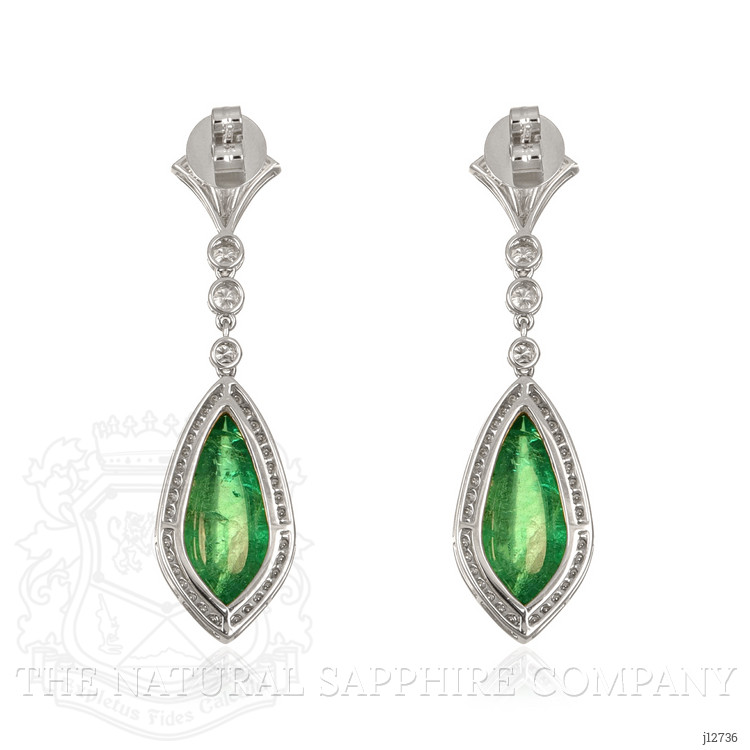 15.46 Ct.Tw. Emerald and Natural Diamond Studs Earrings, 18K White & Yellow