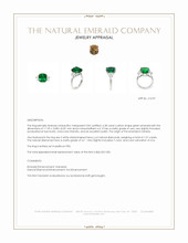 6.28 Ct. Emerald and Natural Diamond Three Stone Ring, Platinum 950 Appraisal