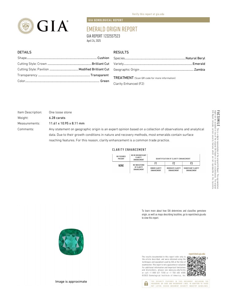 6.28 Ct. Emerald and Natural Diamond Three Stone Ring, Platinum 950